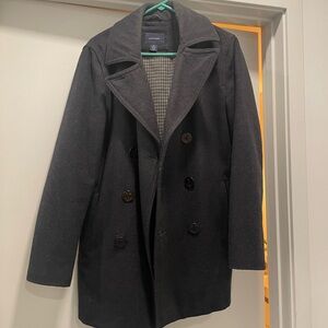 Charcoal Double-Breasted Men’s Small Peacoat - Wool